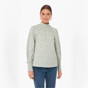 Tuckernuck Hyacinth House Modoc Top Sage Green Floral Long Sleeve Blouse size XS